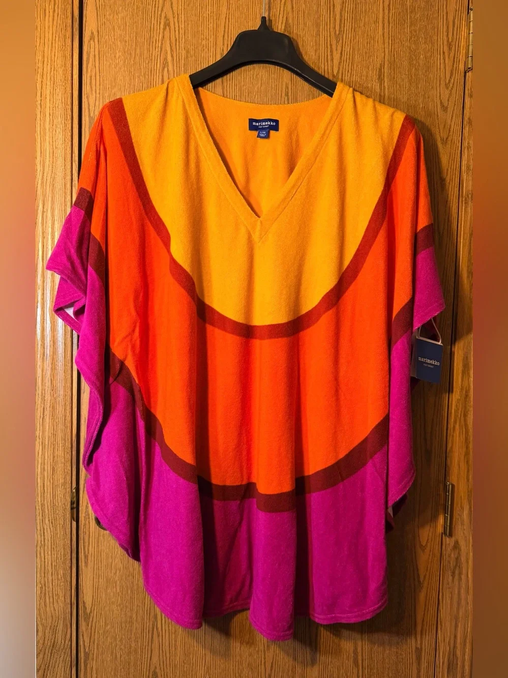 Marimekko Vibrant Retro Multicolor Terry V-Neck Beach Coverup - Picture 2 of 10